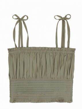 Danielle Bernstein Smocked Crop Top In Sage